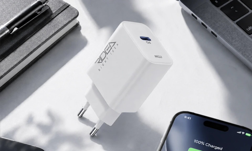 Ridea RW-20120 Rapid Pro Wall Charger, 1 USB-C, QC