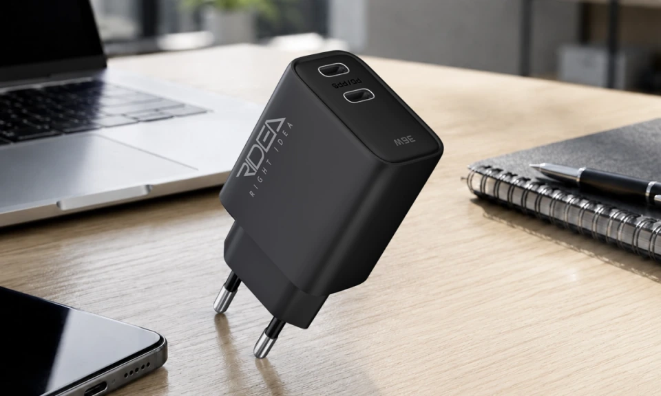 Ridea RW-36120 Turbo Pro Wall Charger, 2 USB-C, QC/PD, 36W