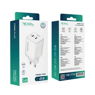 Ridea RW-GaN45PP2C Prime Pro 2 Type-C PD & QC 45W Wall Charger