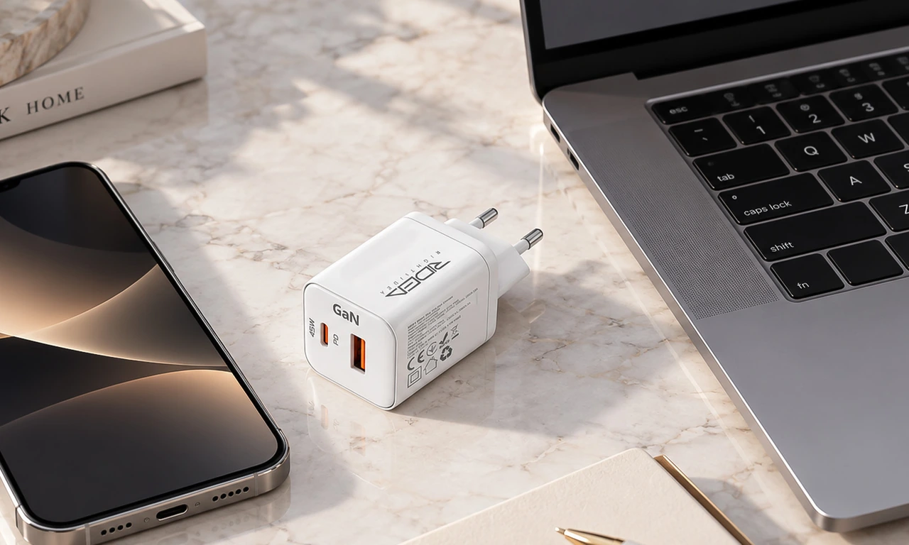 Ridea RW-GaN45PPAC Prime Plus Type-C + 1 USB PD & QC 45W Wall Charger