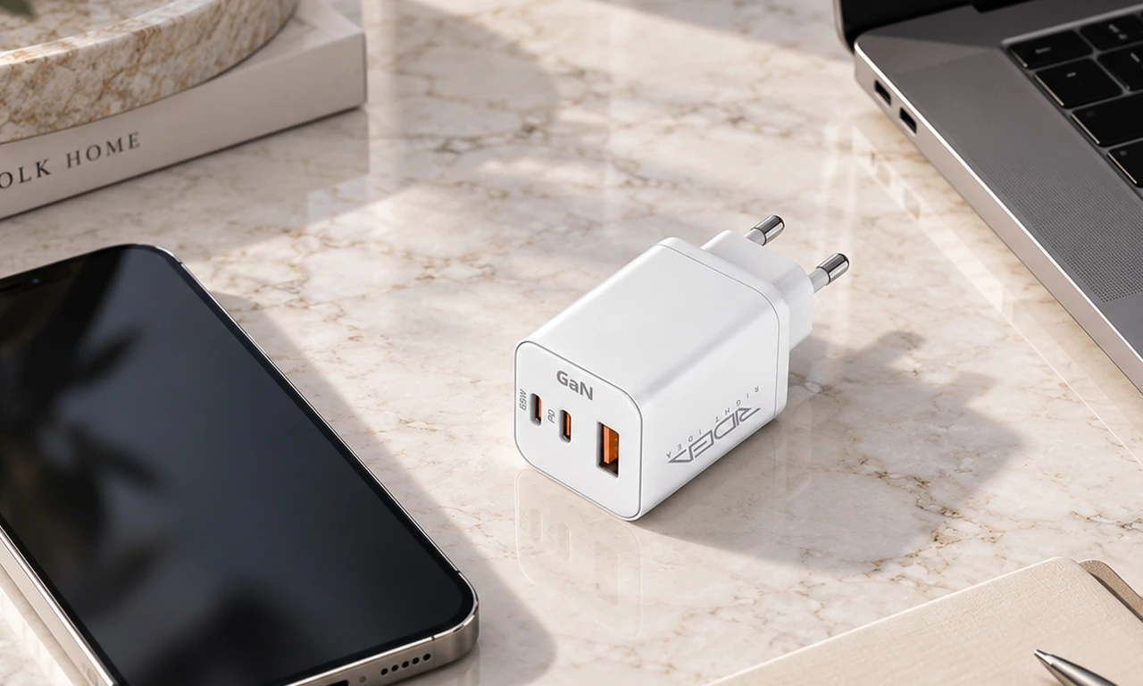 Ridea RW-GaN65PM2CA Prime Max 2-Port Type-C + 1 USB PD & QC 65W Wall Charger